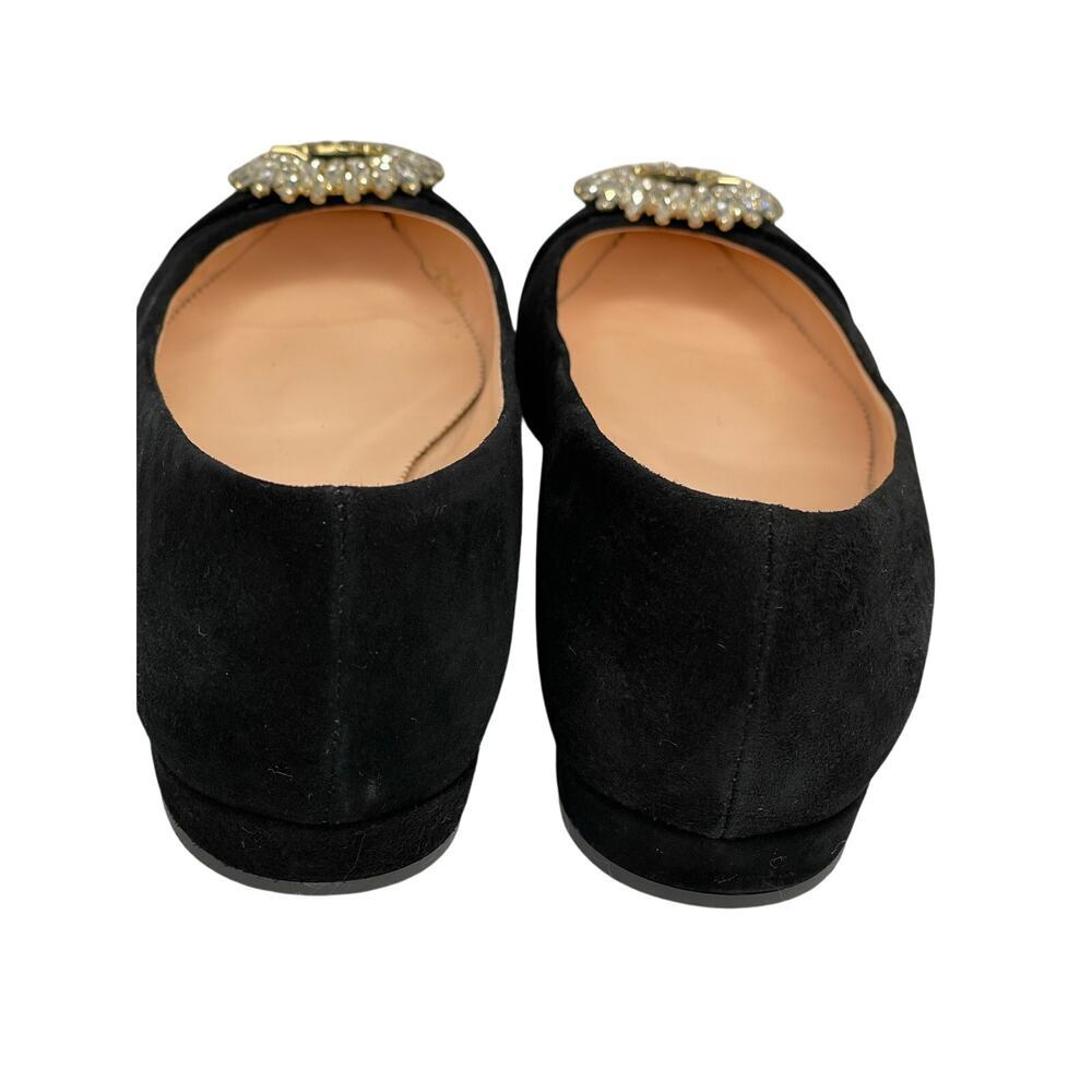 J Crew women’s Pointed toe black suede flats with crystal buckle size 8.5 - Picture 5 of 10